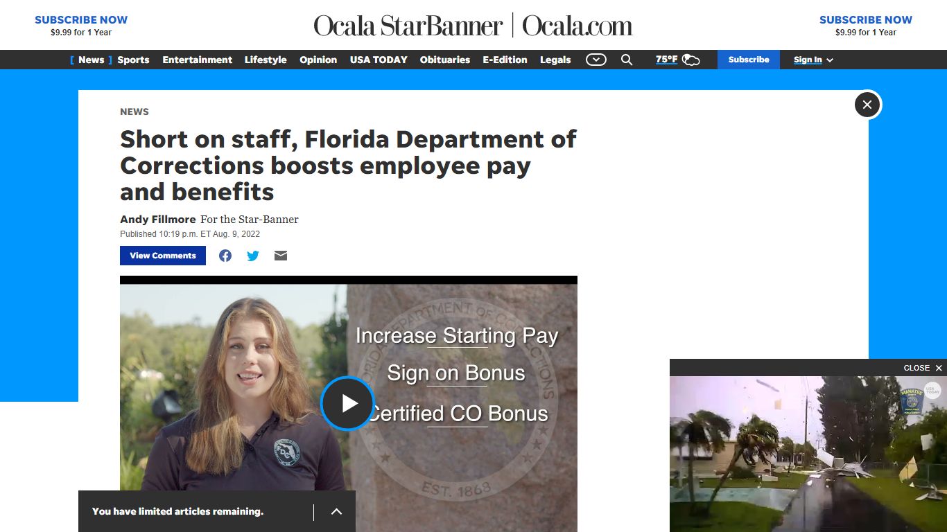 Short on staff, Florida Department of Corrections boosts employee pay ...